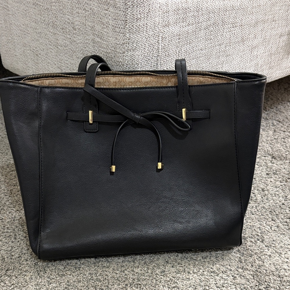 Charming Charlie Black Tote with Gold Accents